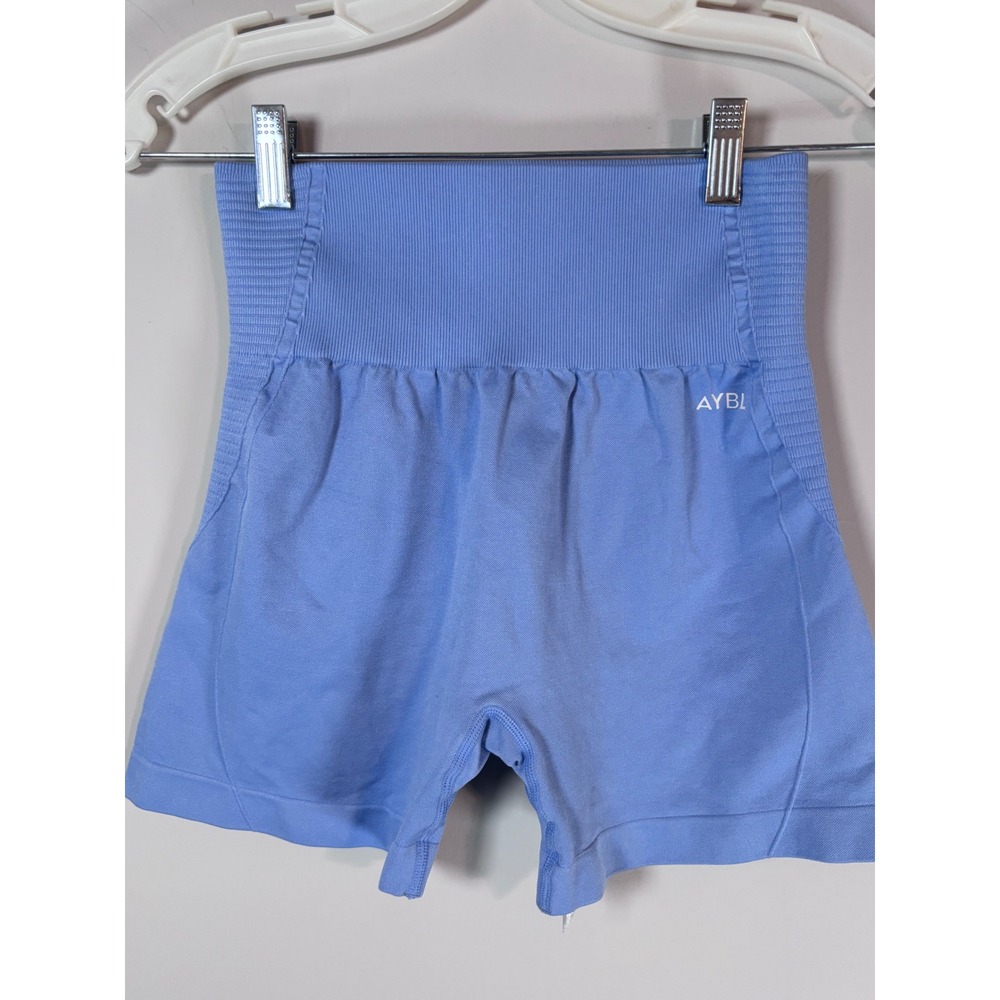 AYBL Balance V2 Seamless Shorts Light Blue High Waisted Gym Workout Womens Large
